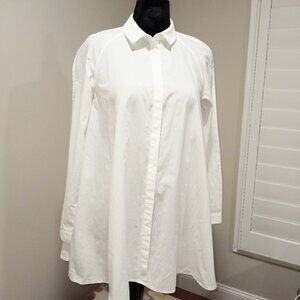 MAEVE WHITE FLARED LONG SLEEVE SHIRT US SZ 6 100% COTTON